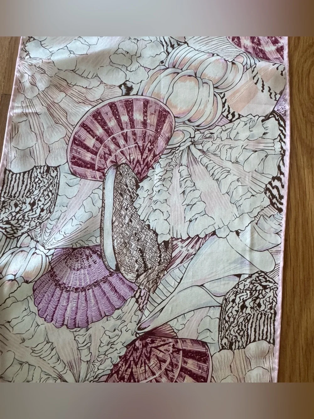 Vintage Smithsonian Institution 100% Silk Sea Shell Scarf Made in Japan